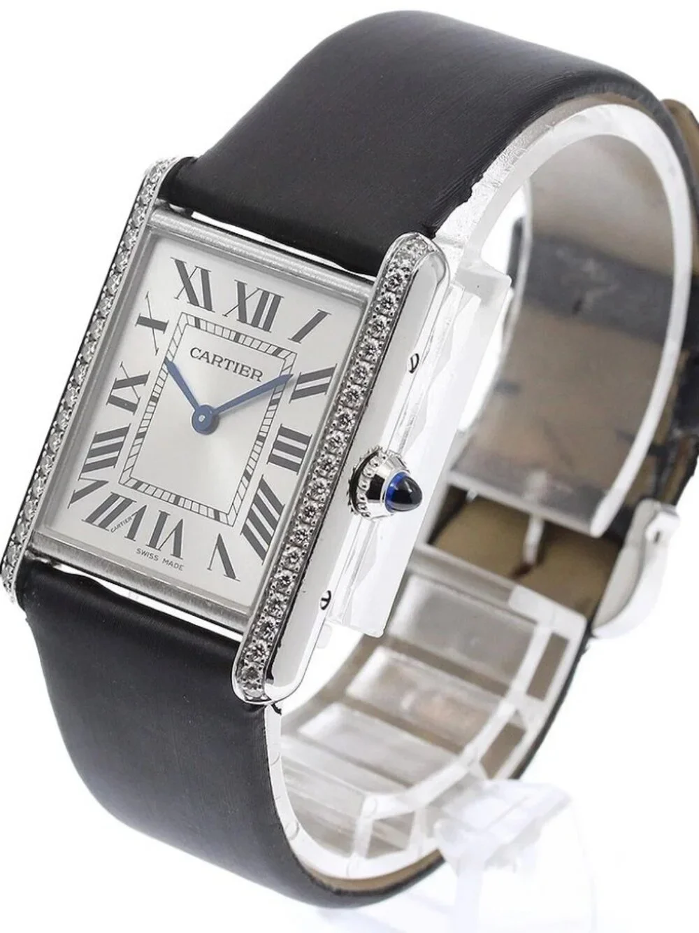 CARTIER tank mast LM W4TA0017 Diamond Bezel Silver Dial Quartz Boy's_966431
